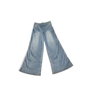 Halara Flex High Waisted Stripe Wide Leg Flowy Casual Jeans w/ Pockets |Size LP